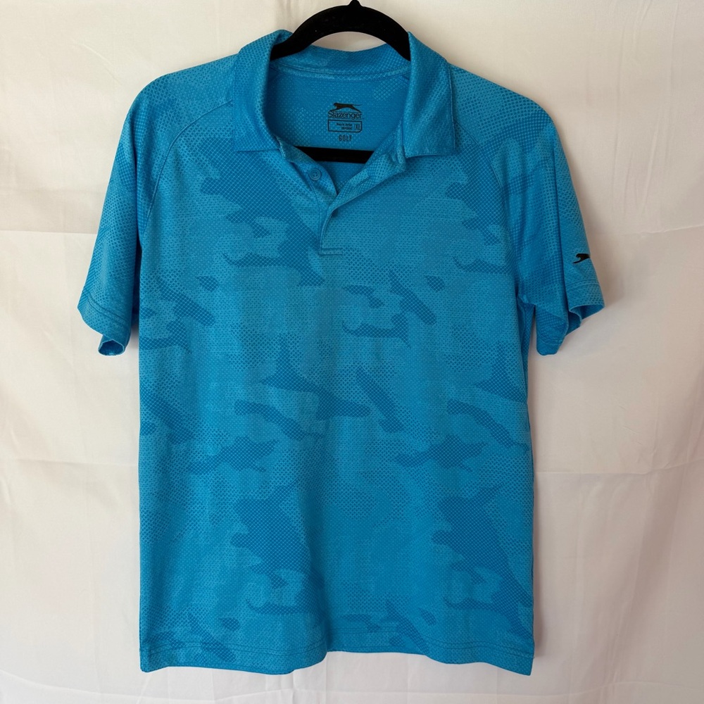 Slazenger Blue Camo Print Performance Golf Polo Shirt Women’s XL Activewear